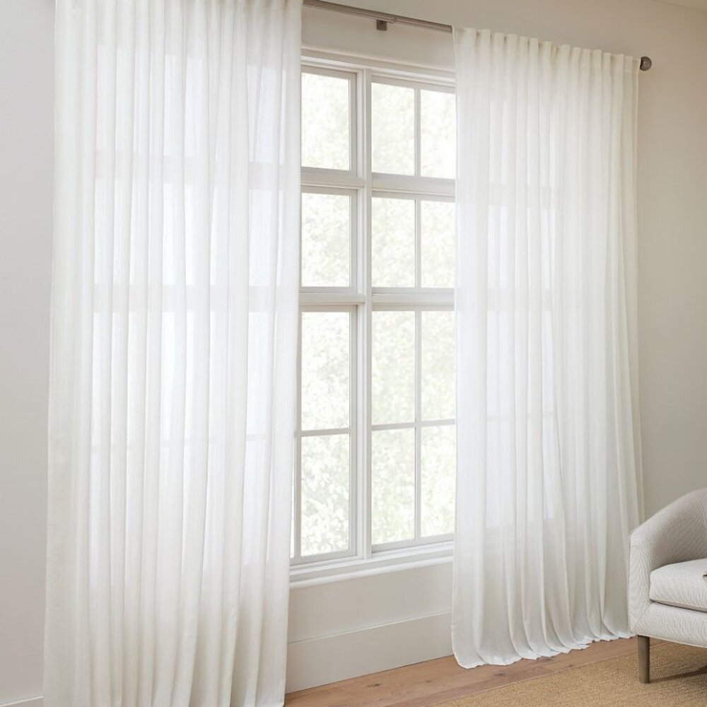 2 Pottery Barn Sheer Curtain 50" W x 108" L